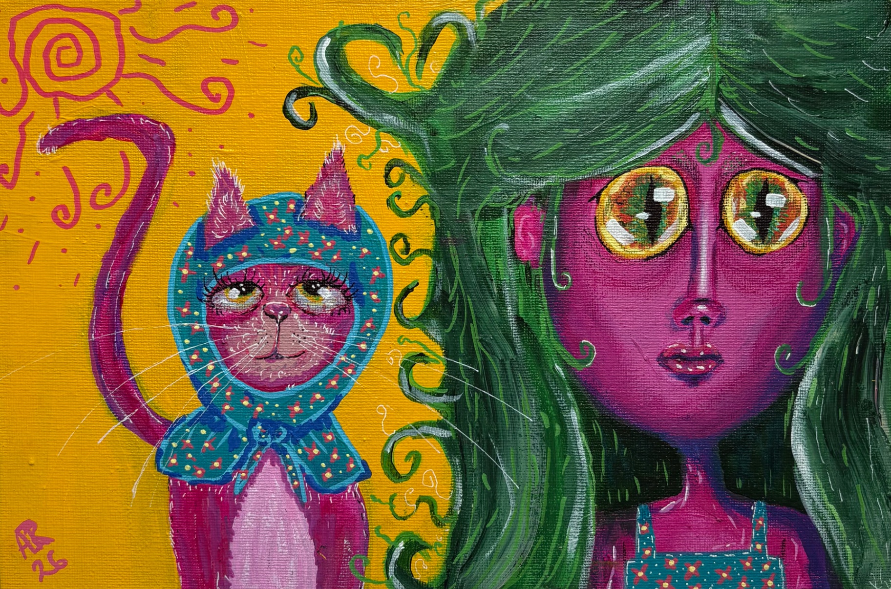 Print · La mujer y su gata